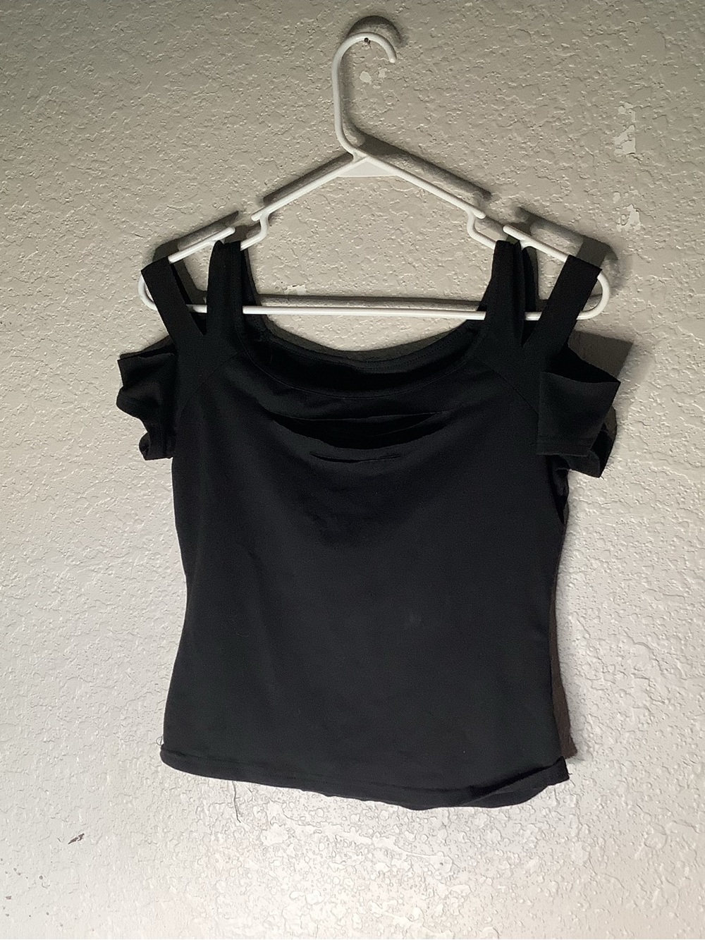 Black Cold-Shoulder Double-Slit Top
